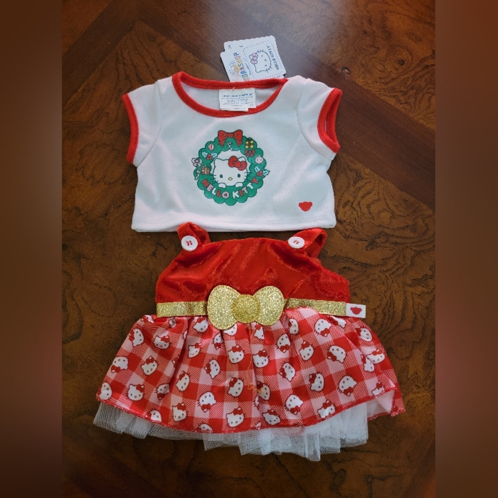 Build a Bear Hello Kitty Christmas Dress and Shirt NEW